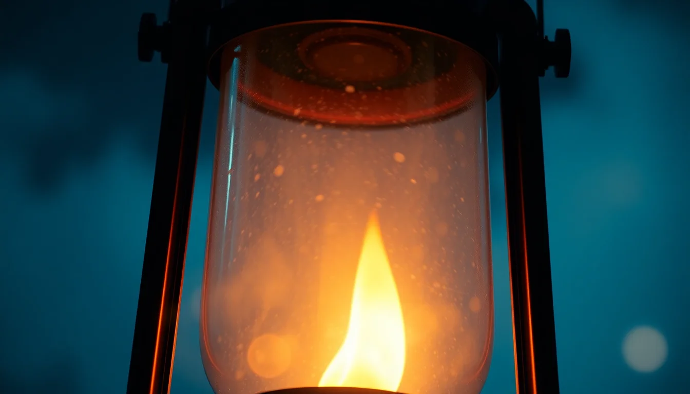 Macro shot of a gas lamp wick catching flame